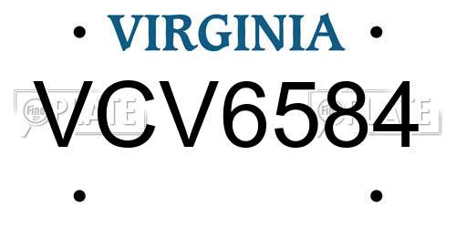 VCV6584 Virginia License Plate