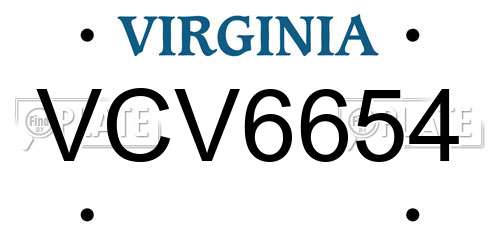 VCV6654 Virginia License Plate