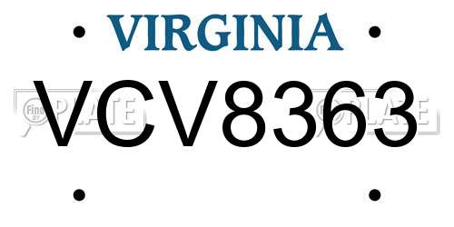 VCV8363 Virginia License Plate
