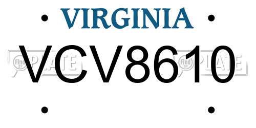 VCV8610 Virginia License Plate