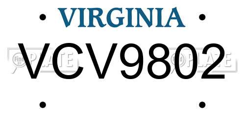 VCV9802 Virginia License Plate
