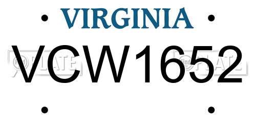 VCW1652 Virginia License Plate