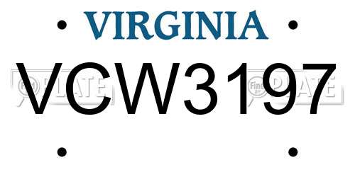 VCW3197 Virginia License Plate