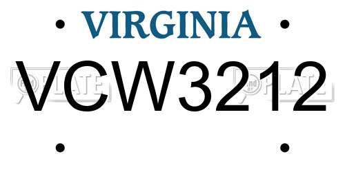 VCW3212 Virginia License Plate