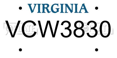 VCW3830 Virginia License Plate
