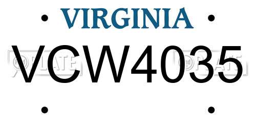 VCW4035 Virginia License Plate