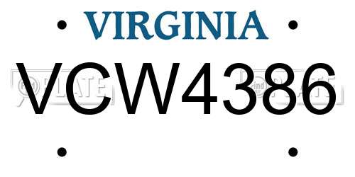 VCW4386 Virginia License Plate