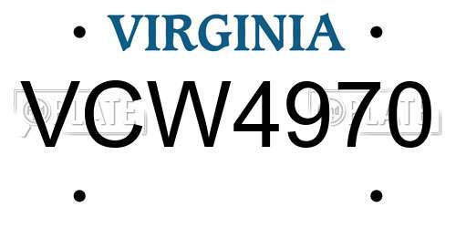 VCW4970 Virginia License Plate