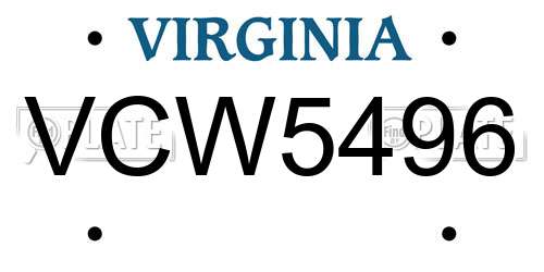 VCW5496 Virginia License Plate