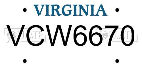 VCW6670 Virginia License Plate