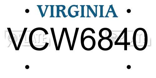 VCW6840 Virginia License Plate