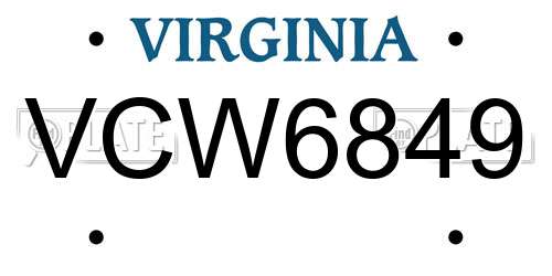 VCW6849 Virginia License Plate