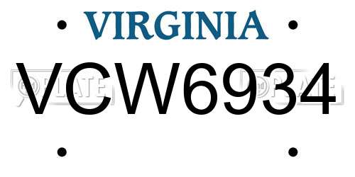 VCW6934 Virginia License Plate