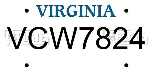 VCW7824 Virginia License Plate