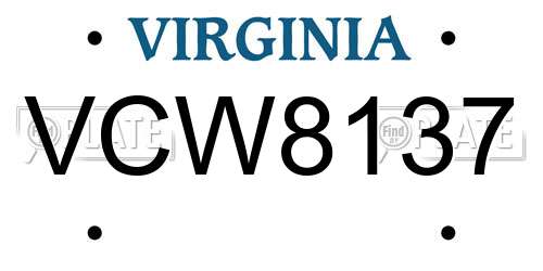 VCW8137 Virginia License Plate