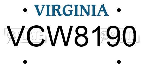 VCW8190 Virginia License Plate