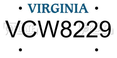 VCW8229 Virginia License Plate