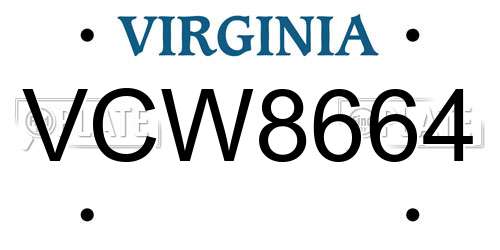 VCW8664 Virginia License Plate