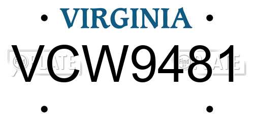 VCW9481 Virginia License Plate