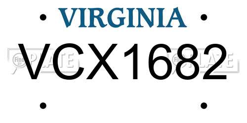 VCX1682 Virginia License Plate