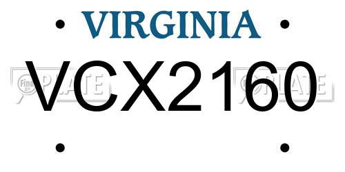 VCX2160 Virginia License Plate