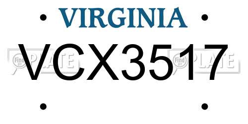 VCX3517 Virginia License Plate