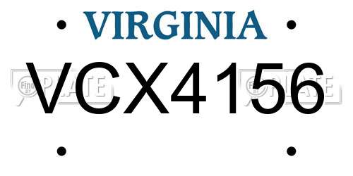 VCX4156 Virginia License Plate
