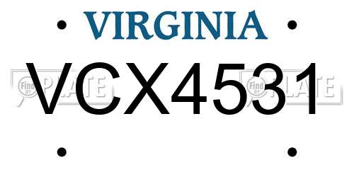 VCX4531 Virginia License Plate