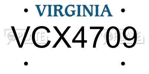 VCX4709 Virginia License Plate