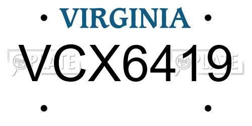 VCX6419 Virginia License Plate