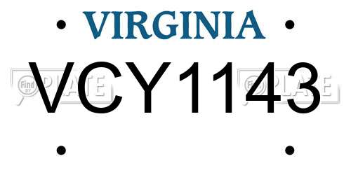 VCY1143 Virginia License Plate