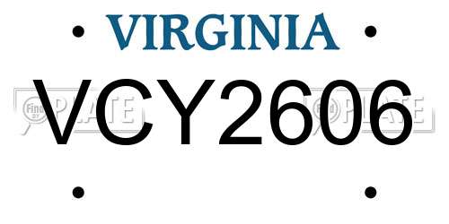 VCY2606 Virginia License Plate