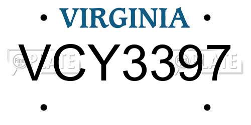VCY3397 Virginia License Plate
