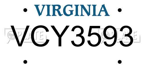 VCY3593 Virginia License Plate