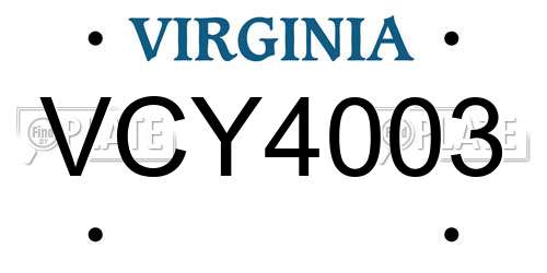 VCY4003 Virginia License Plate