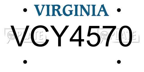 VCY4570 Virginia License Plate