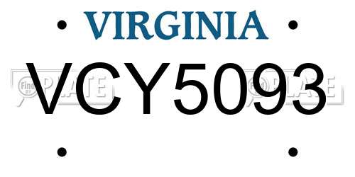 VCY5093 Virginia License Plate