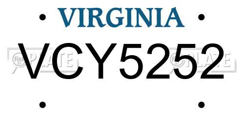 VCY5252 Virginia License Plate
