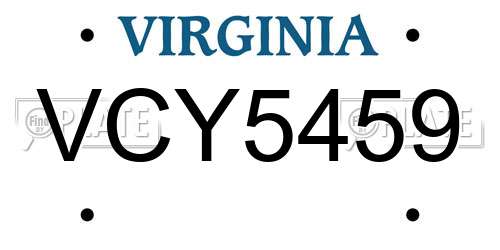 VCY5459 Virginia License Plate