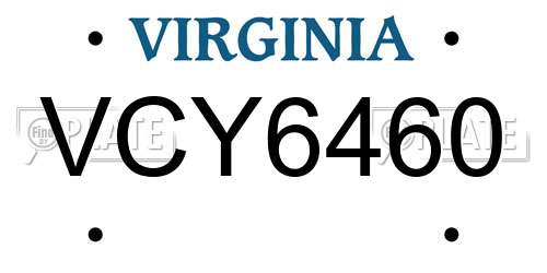 VCY6460 Virginia License Plate
