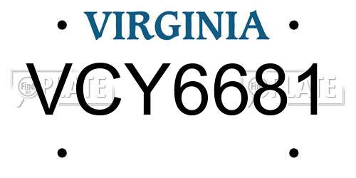 VCY6681 Virginia License Plate