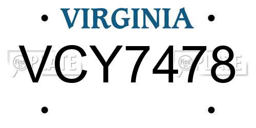 VCY7478 Virginia License Plate