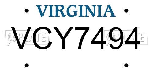 VCY7494 Virginia License Plate