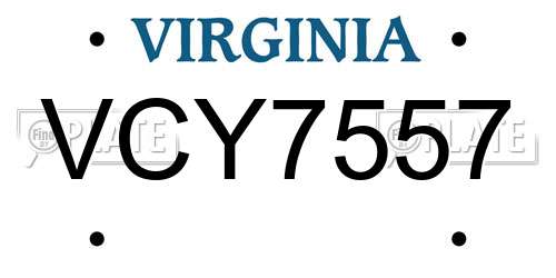 VCY7557 Virginia License Plate
