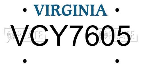 VCY7605 Virginia License Plate