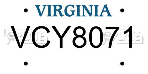 VCY8071 Virginia License Plate
