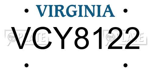 VCY8122 Virginia License Plate