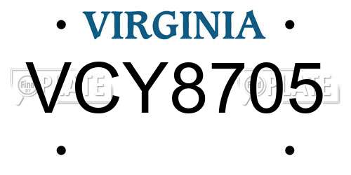 VCY8705 Virginia License Plate