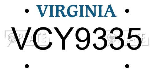 VCY9335 Virginia License Plate