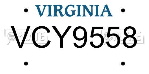 VCY9558 Virginia License Plate